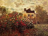 Claude Monet Famous Paintings - Garden At Argenteuil Aka The Dahlias